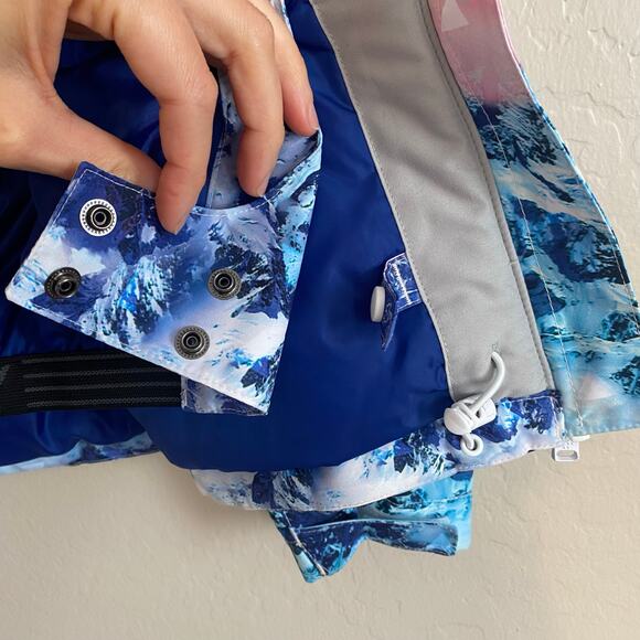 Roxy Size 10 Girls Snowboarding Skiing Jacket Coat Parka Winter Warm Pink Blue - Picture 4 of 8